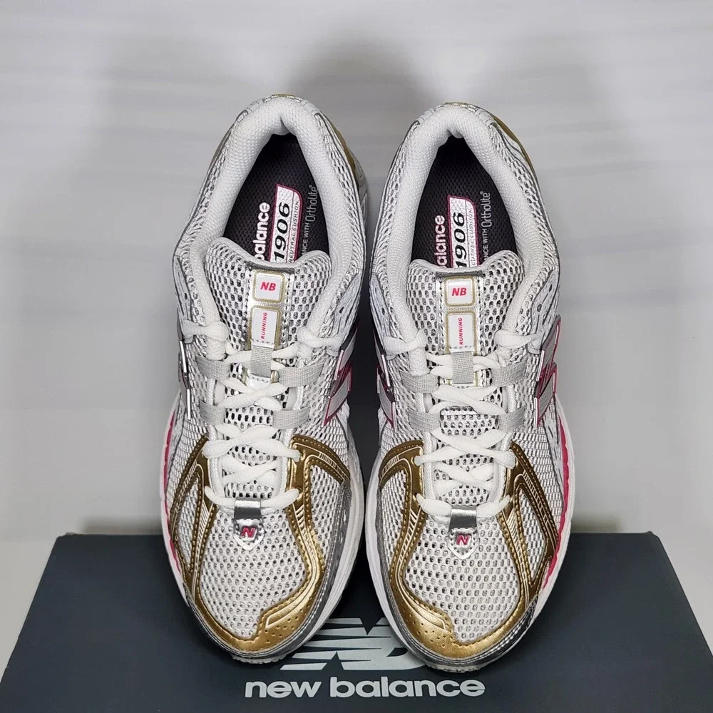 New Balance 1906R Sneakers Women Size 8 Grey Pink Gold Metallic Running Shoes